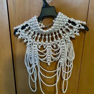 Pearl Embellished Gray Statement Top